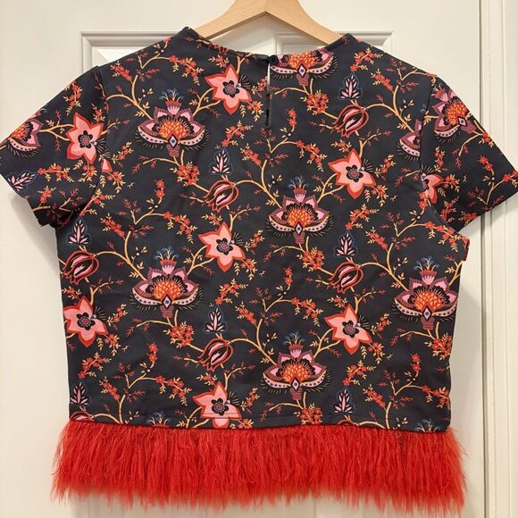 Dolan Left Coast Anthropologie Printed Faux Fur Floral Top Size M - Picture 5 of 7